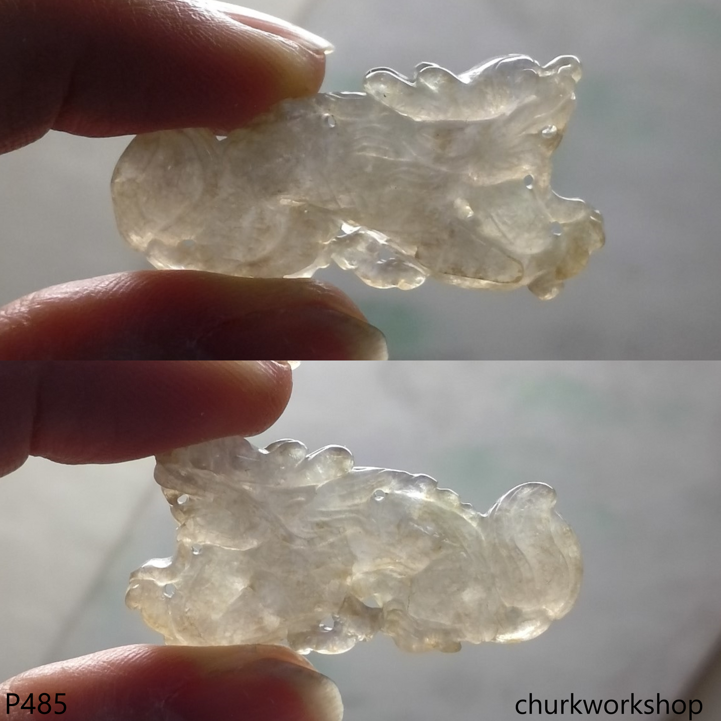 Pale brownish jade dragon pendant