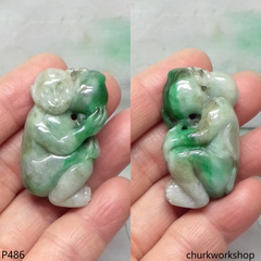 Multi-color jade monkey pendant