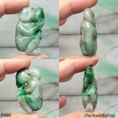 Multi-color jade monkey pendant