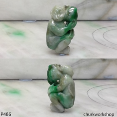 Multi-color jade monkey pendant