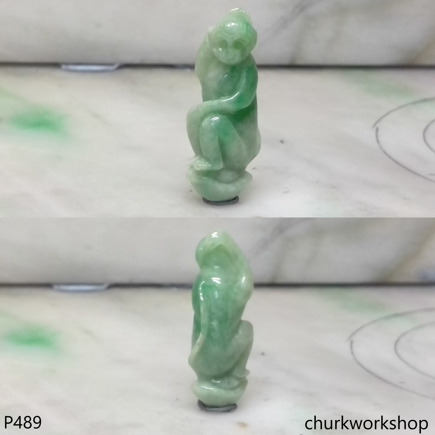 Light green jade monkey pendant
