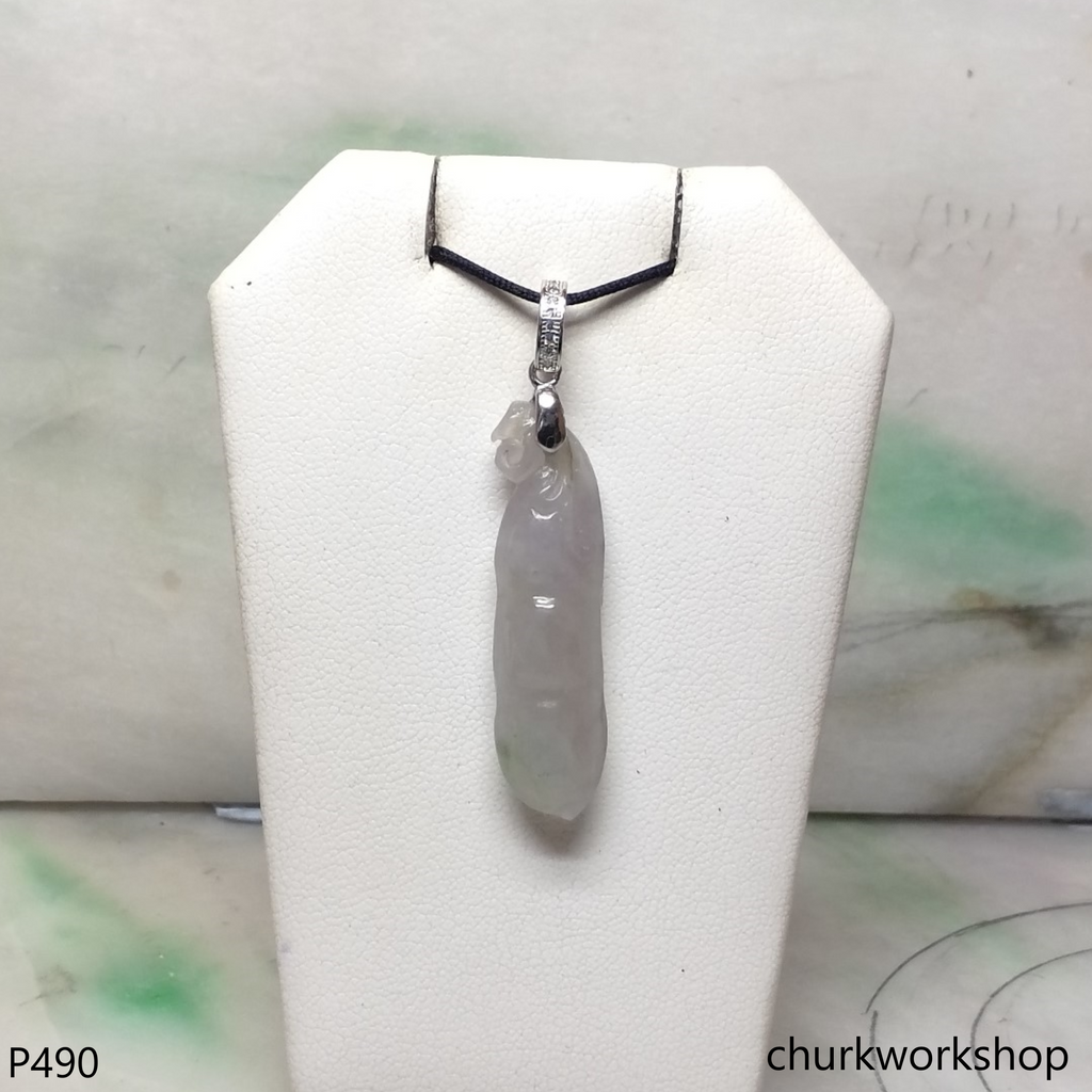 Pale lavender jade bean pendant