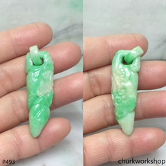 Green jade pendant with jade bail connected