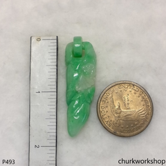 Green jade pendant with jade bail connected
