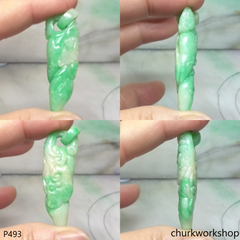 Green jade pendant with jade bail connected