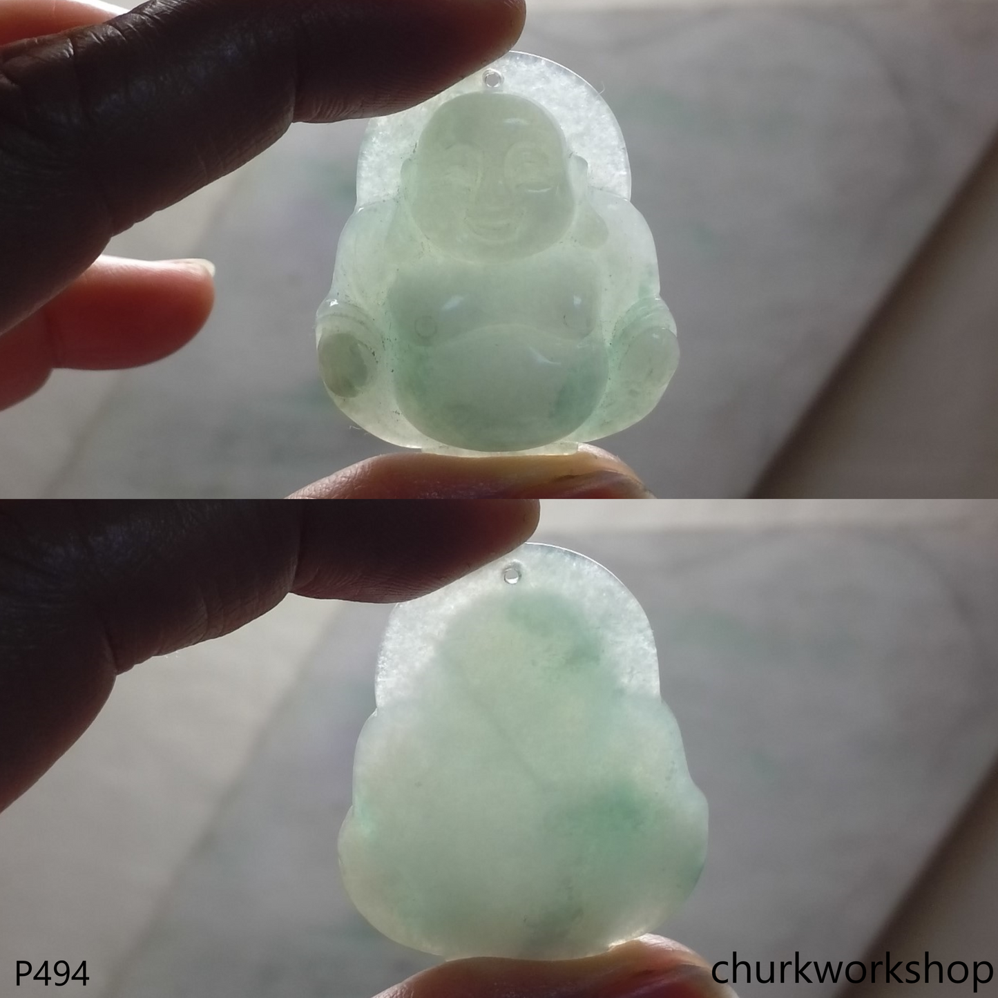 Jade happy Buddha pendant