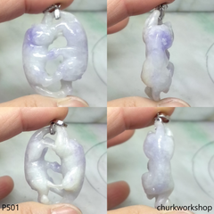 Lavender jade cat pendant