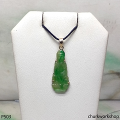 Small oily green lady Buddha pendant