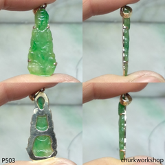 Small oily green lady Buddha pendant
