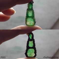Small oily green lady Buddha pendant