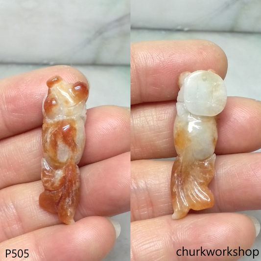 Red jade gold fish pendant