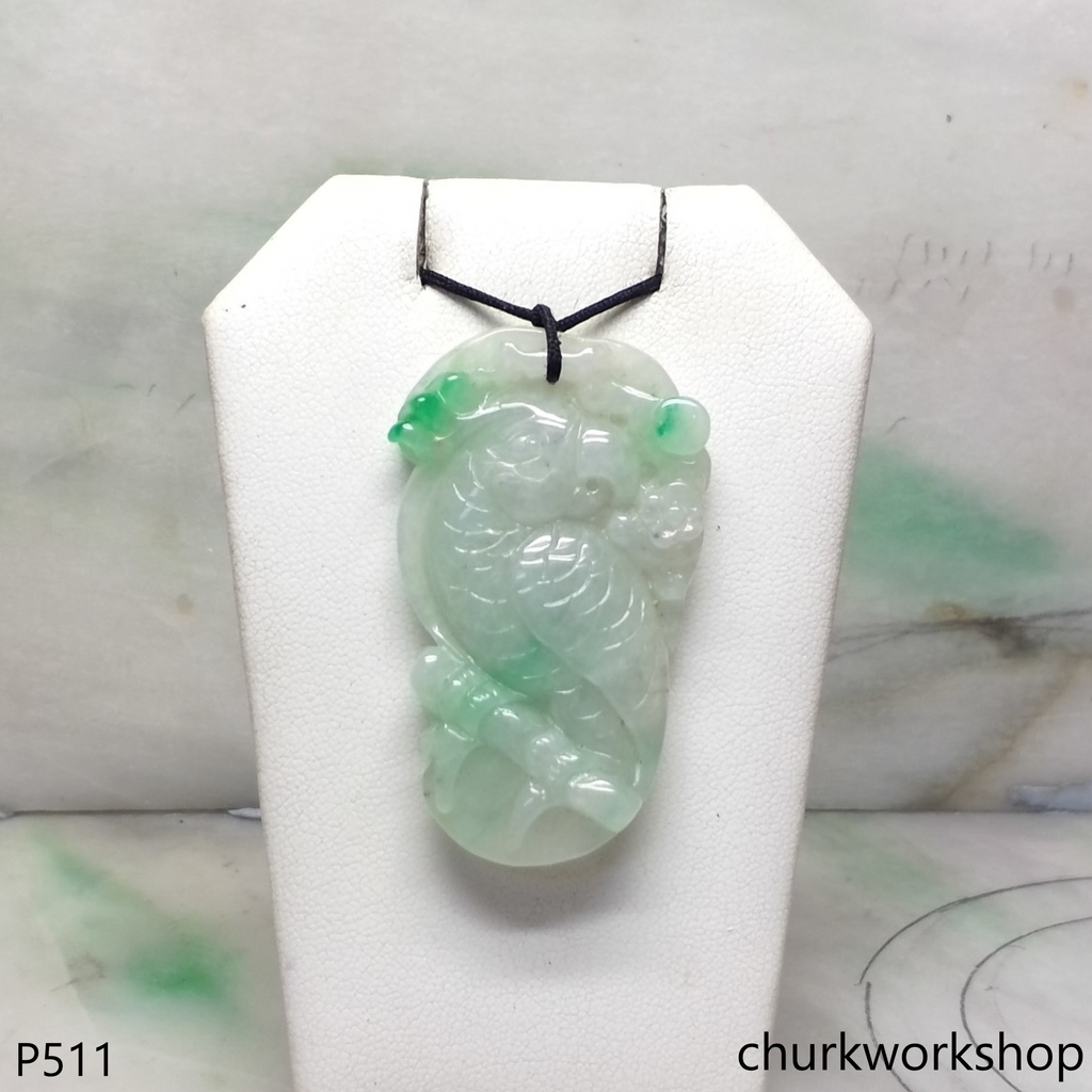 Light green jadeite parrot pendant