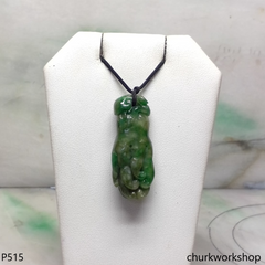 Bluish green jade Buddha hand pendant