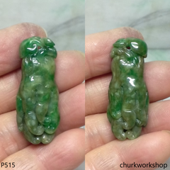 Bluish green jade Buddha hand pendant