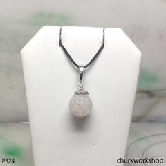 Lavender carved jade bead pendant