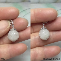 Lavender carved jade bead pendant