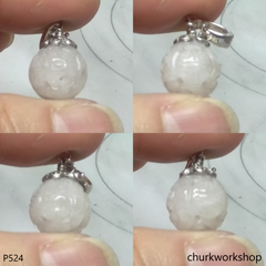 Lavender carved jade bead pendant