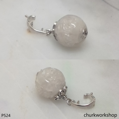 Lavender carved jade bead pendant