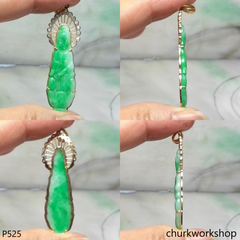 18K yellow gold jade lady Buddha pendant