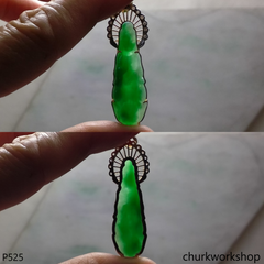 18K yellow gold jade lady Buddha pendant