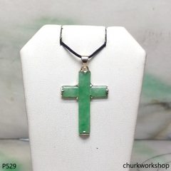 14k jade cross pendant