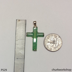 14k jade cross pendant