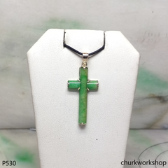 14k jade cross pendant