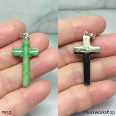 14k jade cross pendant