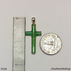 14k jade cross pendant