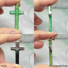 14k jade cross pendant