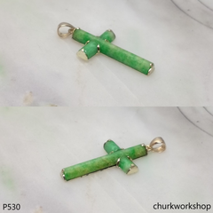 14k jade cross pendant