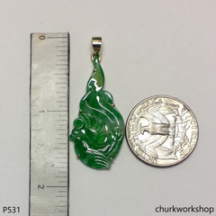 Apple green jade bird 14K pendant