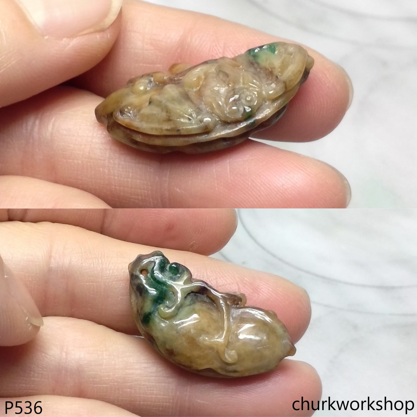 Multi-color jade pendant