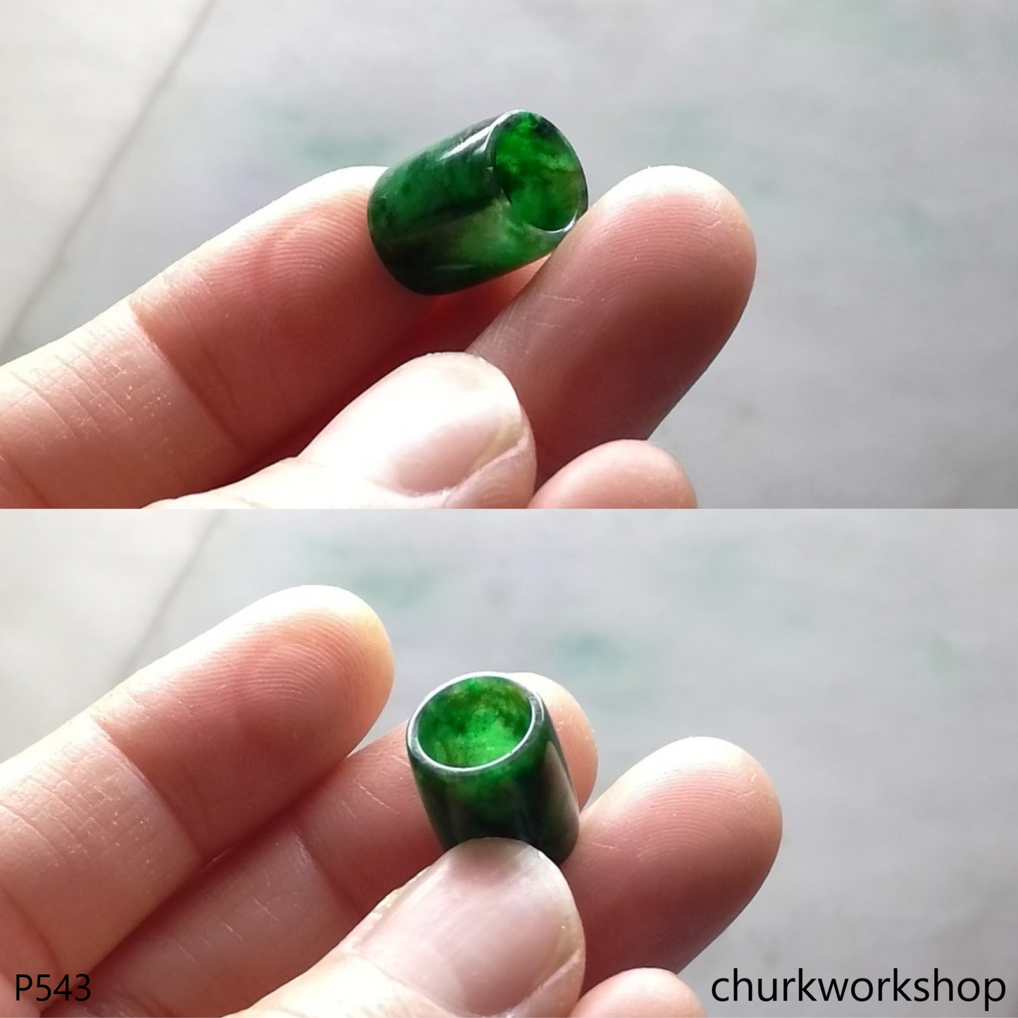 Reserved for TongLing Dark green jade tubes necklace