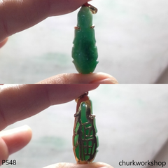 18K yellow gold jade lady Buddha pendant