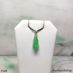 Small 18K yellow gold jade lady Buddha pendant