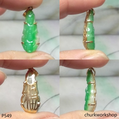Small 18K yellow gold jade lady Buddha pendant