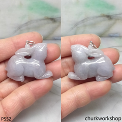 Lavender jade rabbit pendant