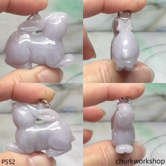 Lavender jade rabbit pendant