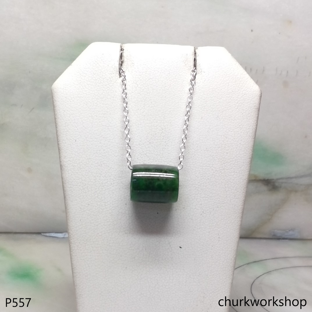 Dark green jade tubes necklace