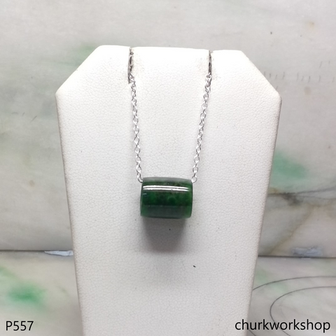 Dark green jade tubes necklace