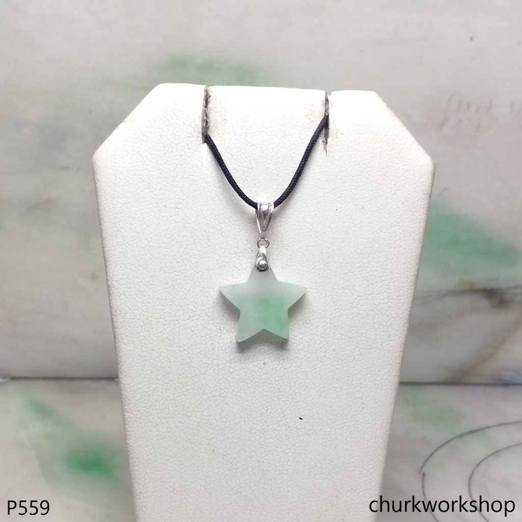 Small pale green jade star pendant