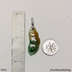 Small multi-color jade pea pendant