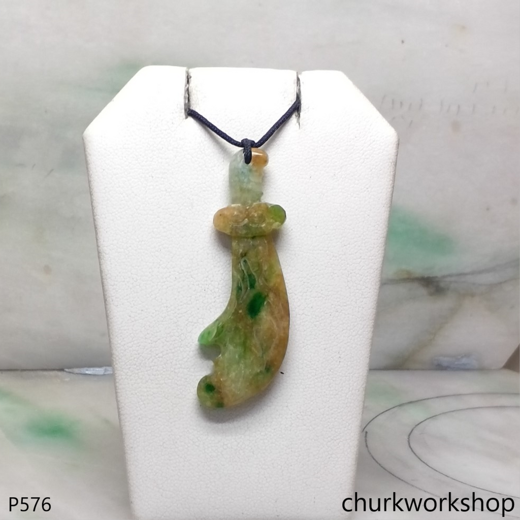 Multi-color blade jade pendant