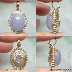 18K yellow gold lavender cabochon jade pendant