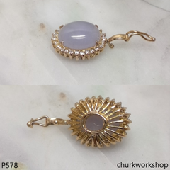 18K yellow gold lavender cabochon jade pendant