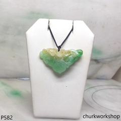 Light green jade Ruyi (如意) pendant 14K bail