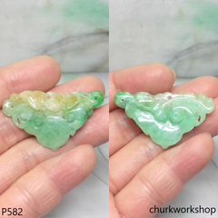Light green jade Ruyi (如意) pendant 14K bail