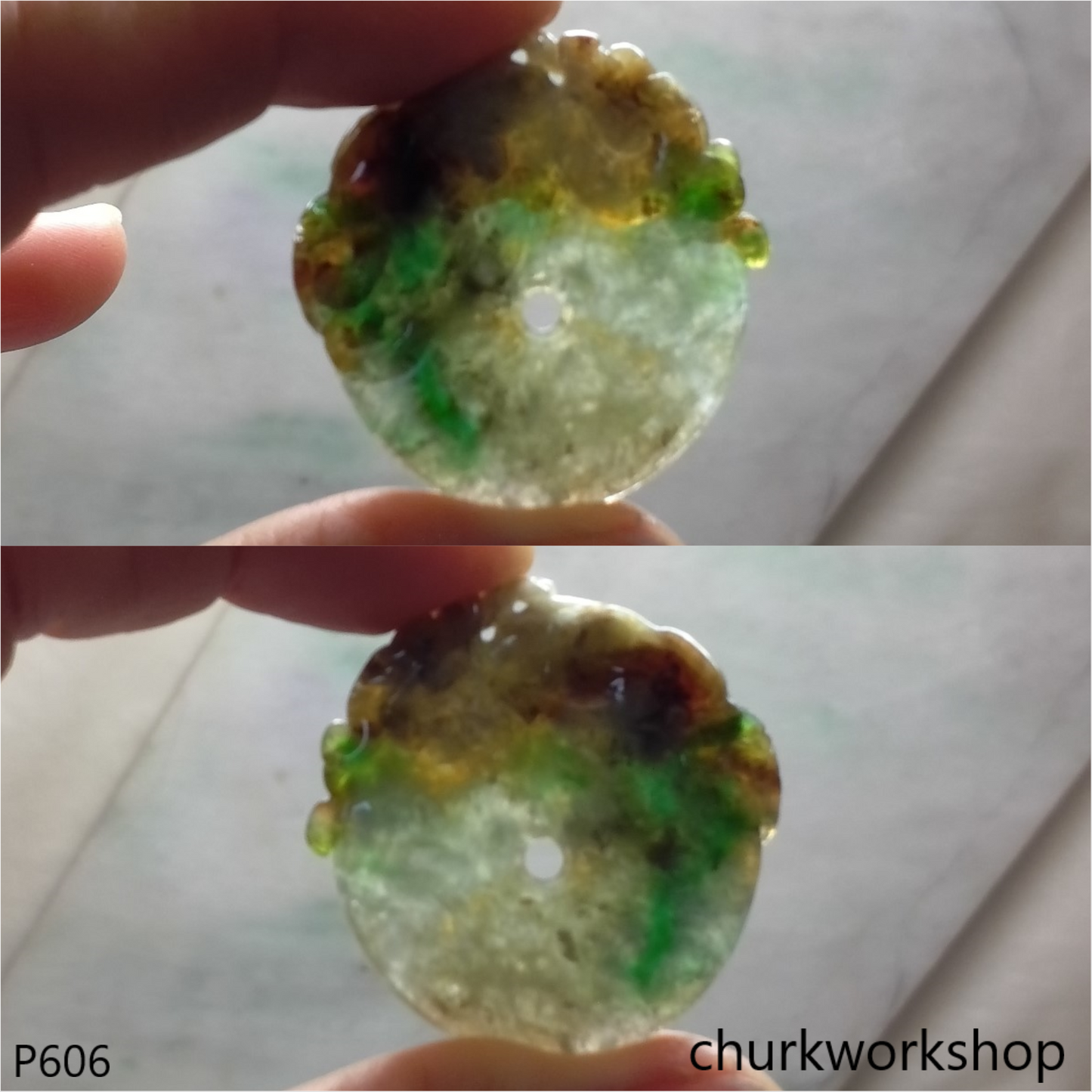Multiple color jade carving pendant