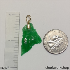 Apple green jade bird 14K pendant